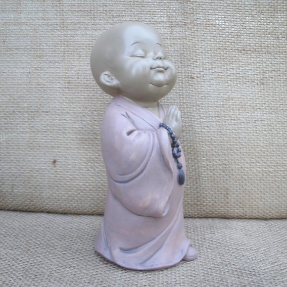 Standing Buddhist Monk with Mala Resin Figurine - Picture 2 of 16